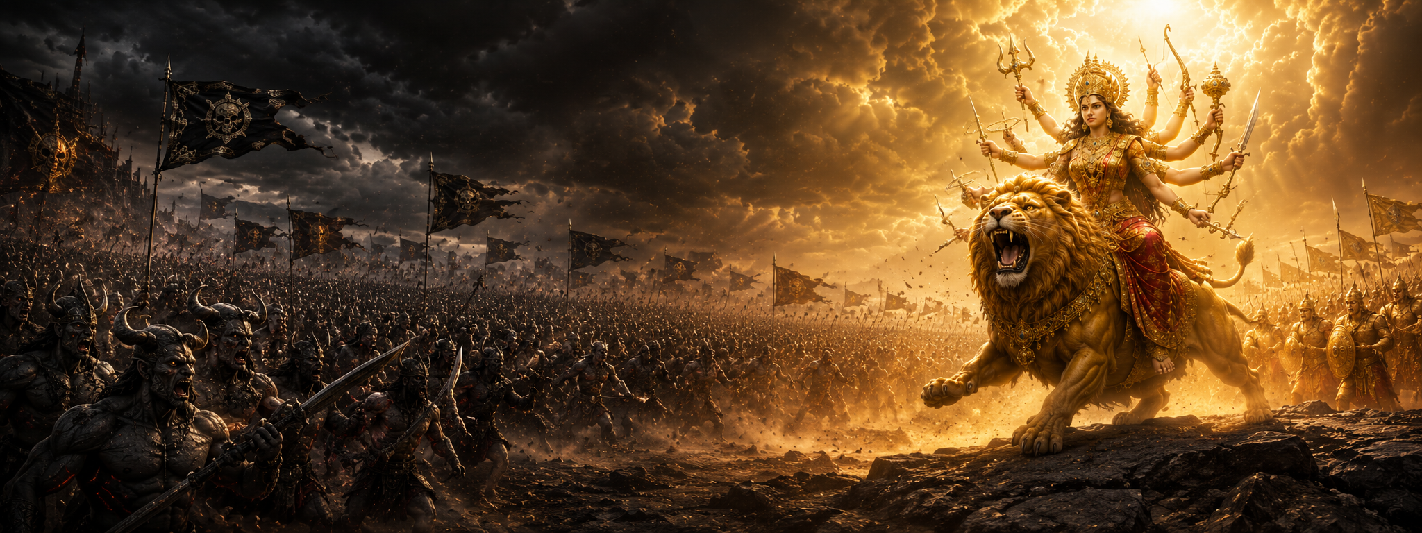 Mahishasura's army assembles to meet the goddess