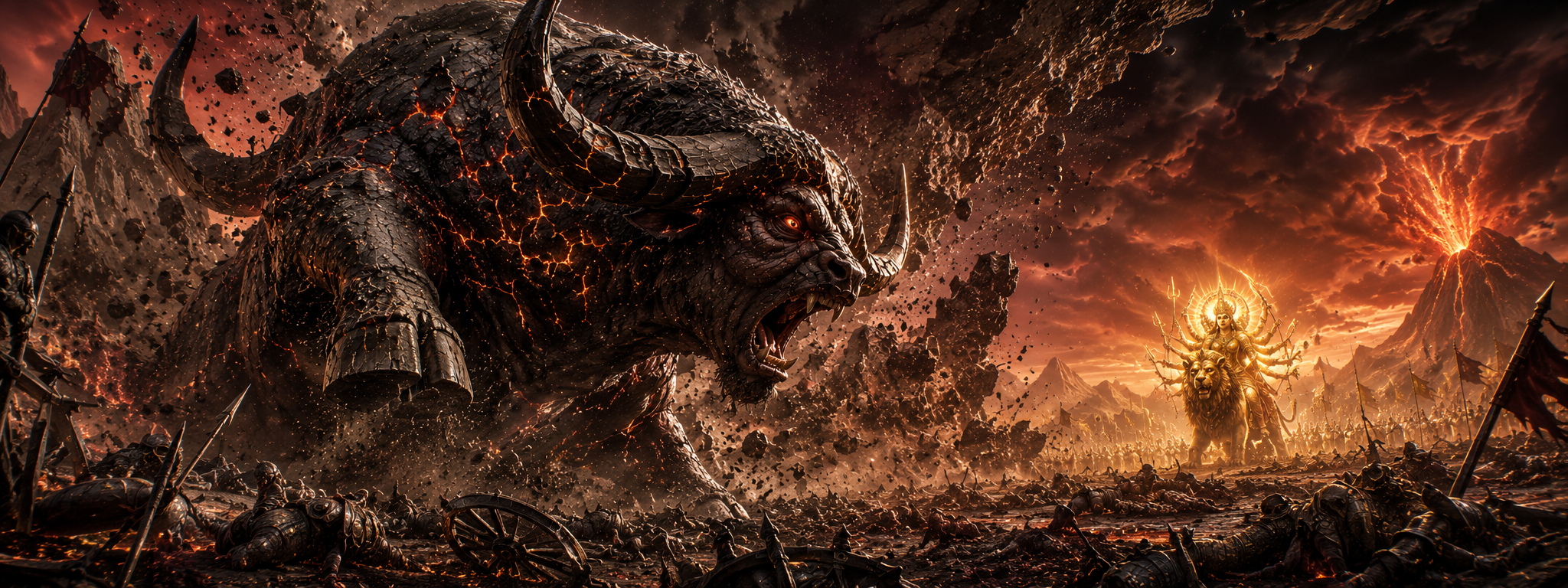 Mahishasura enters the field in his own true form