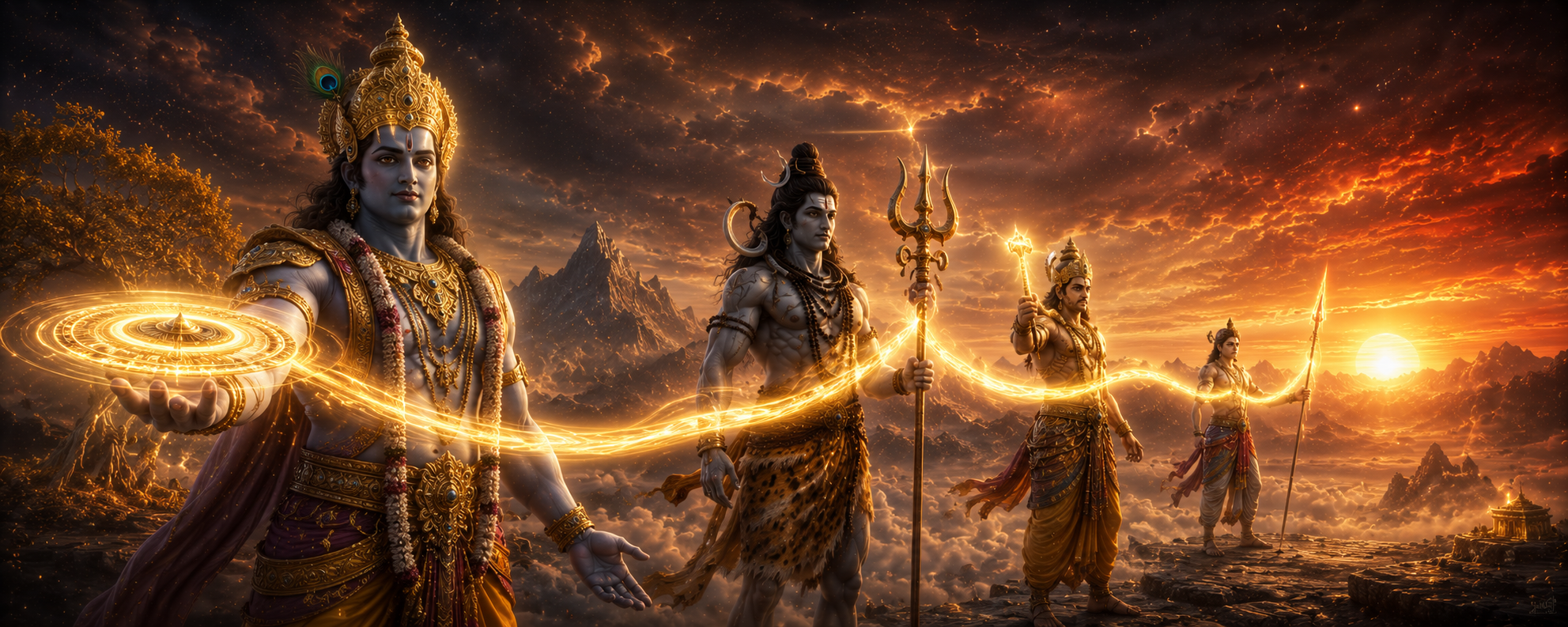 The cosmic handover — Vishnu to Shiva to Indra to Kartikeya